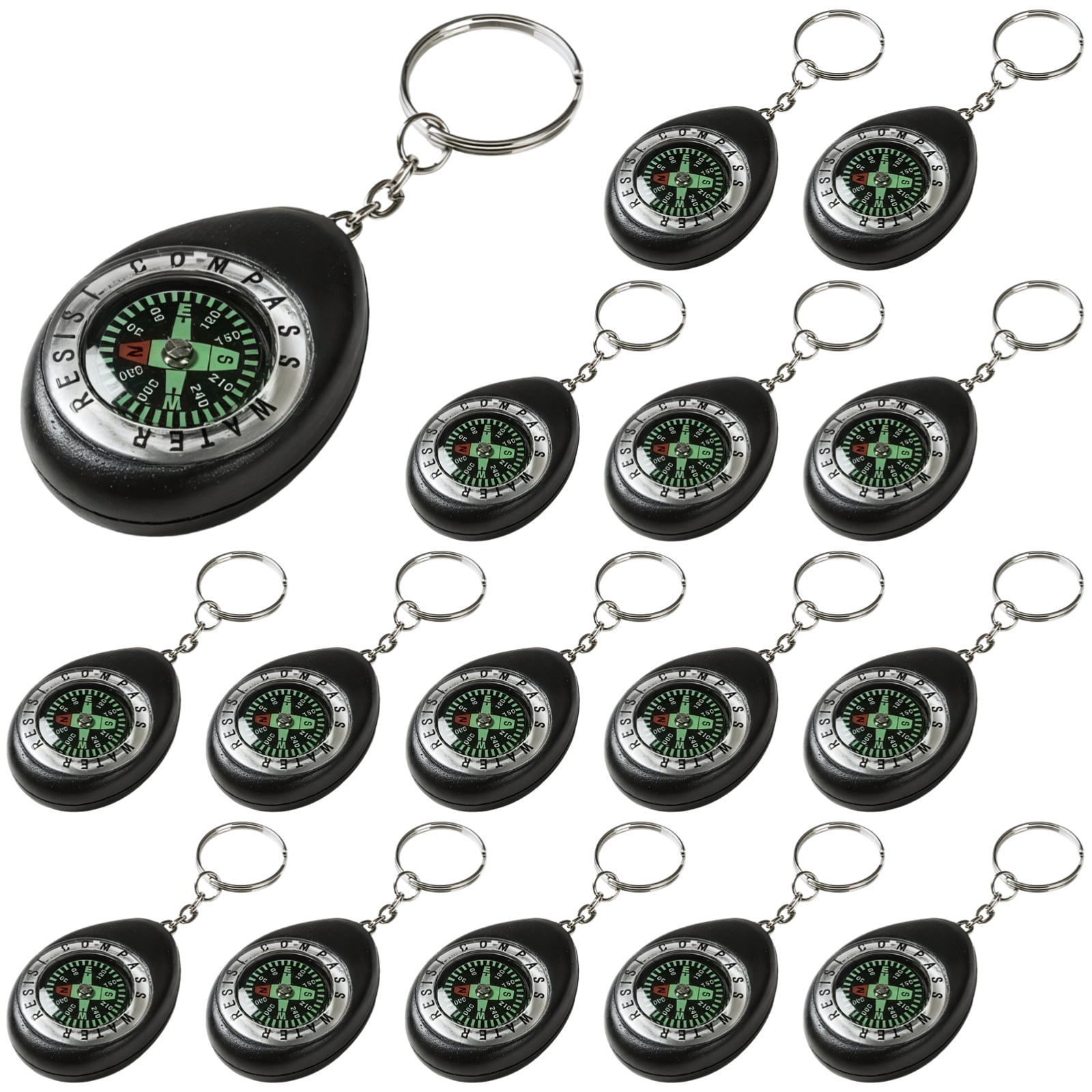 20 Pcs Portable Mini Compass, Lightweight Backpack Compass with Metal Ring - Outdoor Navigation Tool for Hiking, Camping, Emergency Survival Kit (1.54 x 2.09 x 0.59 inches)