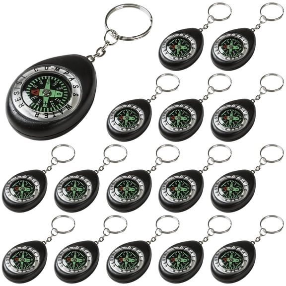 20 Pcs Portable Mini Compass, Lightweight Backpack Compass with Metal Ring - Outdoor Navigation Tool for Hiking, Camping, Emergency Survival Kit (1.54 x 2.09 x 0.59 inches)