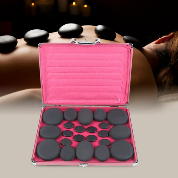 20 Pcs Portable Volcanic Rock Basalt Rock Hot Stone for Massage Therapy with Box