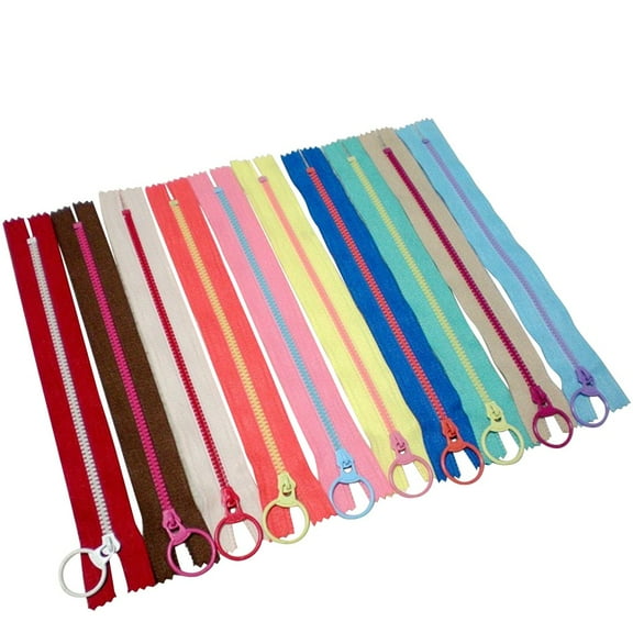 20 Pcs Pouch Zipper Strong Zipper Jacket Zipper Zippers with Lifting Ring Resin Zippers Color Contrast Zipper Smooth