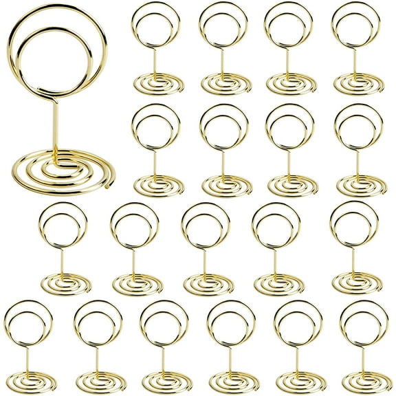 20 Pcs Premium Mini Table Number Holders Place Card Holders Gold Holder Stands Portable Picture Photo Holder with Round Shape Menu Memo Note Clips for Wedding Favors (2 inch) 20 Pcs