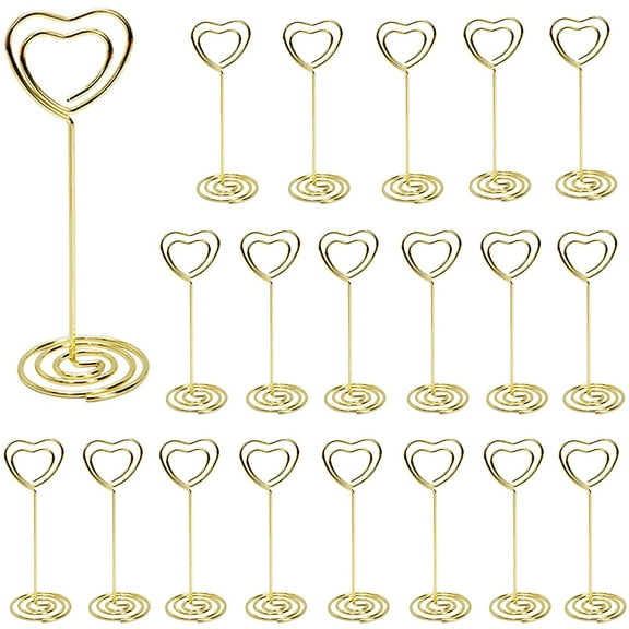 20 Pcs Premium Mini Table Number Holders Place Card Holders Metal Gold Paper Menu Message Clips Table Sign Stands Photo Picture Holder for Wedding Party Desktop Decor 3.35 inch)