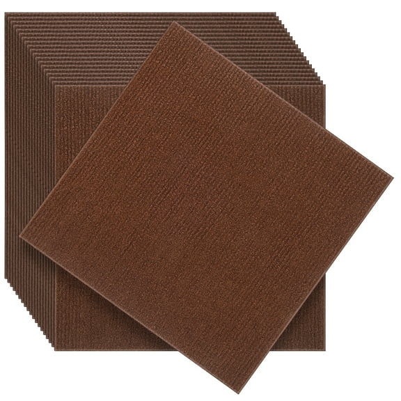 20 Pcs Premium Self-Adhesive Carpet Tiles - Plush Non-Slip Squares for Bedroom, Office & Hotel Commercial-Grade Floor Mats, Easy DIY Installation(Brown)