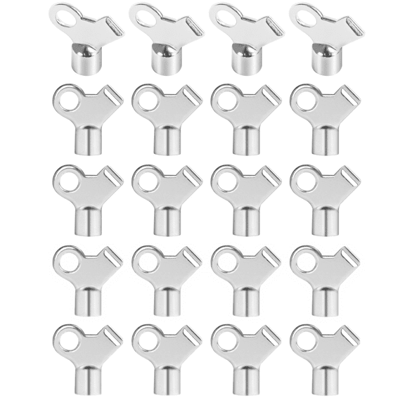 20 Pcs Radiator Bleeding Air Valve Key Metal Radiator Keys Copper Alloy Gas Valve Key for Home Radiator Air Valve Hot Water Flush Plumbing Tool Replacement, Silver