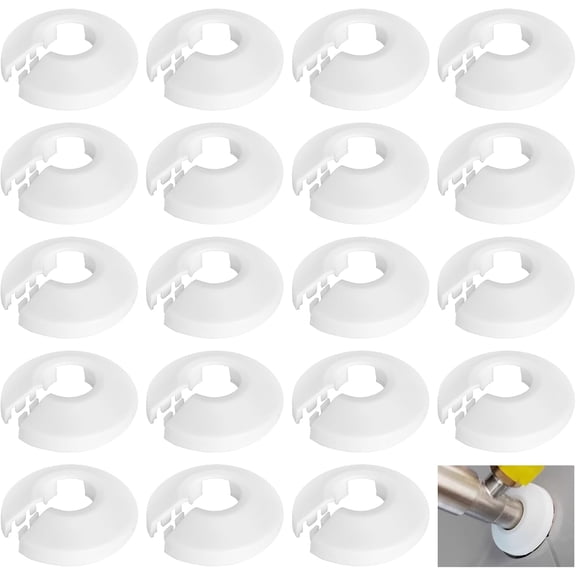 20 Pcs Radiator Pipe Covers HXC 15mm Plastic Radiator Pipe Collars Fit for 15 mm Diameter Pipes, White