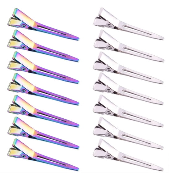 20 Pcs Rainbow Metal Duck Billed Hair Clips for Styling Sectioning Hair Clips for Women Long Hair,Metal Alligator Curl Clips for Hair Coloring Hair Styling Salon Bows