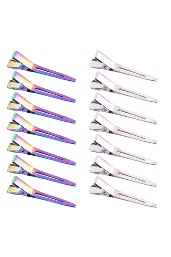 20 Pcs Rainbow Metal Duck Billed Hair Clips for Styling Sectioning Hair Clips for Women Long Hair,Metal Alligator Curl Clips for Hair Coloring Hair Styling Salon Bows