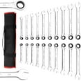 thumbnail image 1 of 20 Pcs Ratcheting Combination Wrench Set, SAE 1/4-3/4"& Metric 6-19mm, 72-Teeth, Chrome Vanadium Steel, Fixed Head Wrench Set, 1 of 7