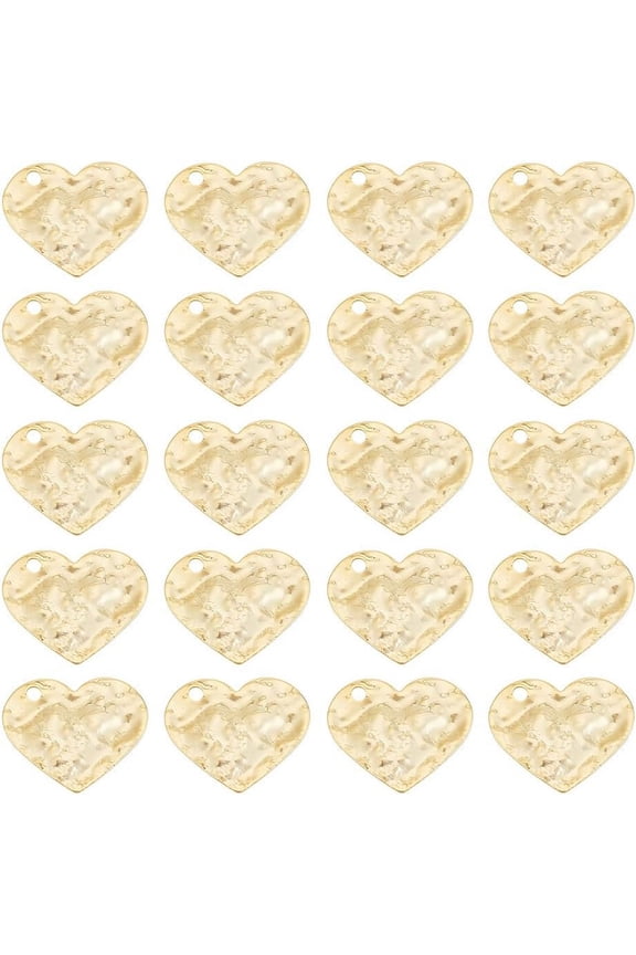 20 Pcs Real 18k Gold Plated Heart Charms Brass Stamping Tag Love Pendants Shiny Metal Love Necklace Charms for Jewelry Making 1.8mm Hole Gold