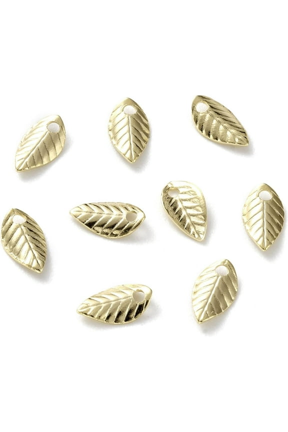 20 Pcs Real 24K Gold Plated Brass Charms Long-Lasting Plated Pendants Leaf Pendants Accessory for Women Jewelry DIY Necklace Bracelet Craft Making 7x4x1mm Hole: 1mm Real 24K Gold Plated
