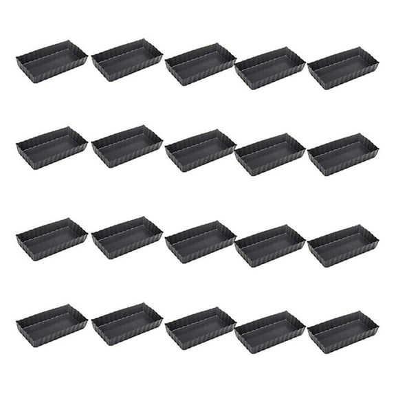 20 Pcs Rectangle Non-Stick Cake Mold Mini Tart Mini Pie Pan Removable Bottom Nonstick Quiche Pans Heavy Duty Pizza Pan