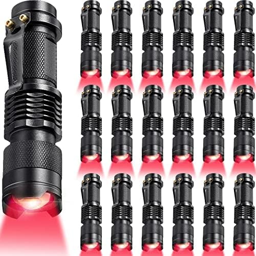 20 Pcs Red Flashlights Bulk Single Mode Red LED Flashlight AA Battery Powered Dimmable Mini Torch Light Small Powerful Red Light Flashlight for Night Astronomy Stargazing Hunting, Animal Safe$
