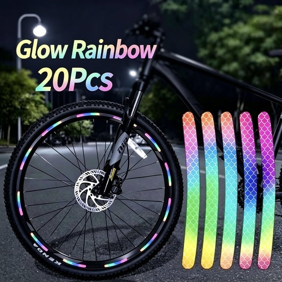 20 Pcs Reflective Wheel Stickers, Waterproof Night Safety Warning Decals for Car, Bicycle, Motorcycle
