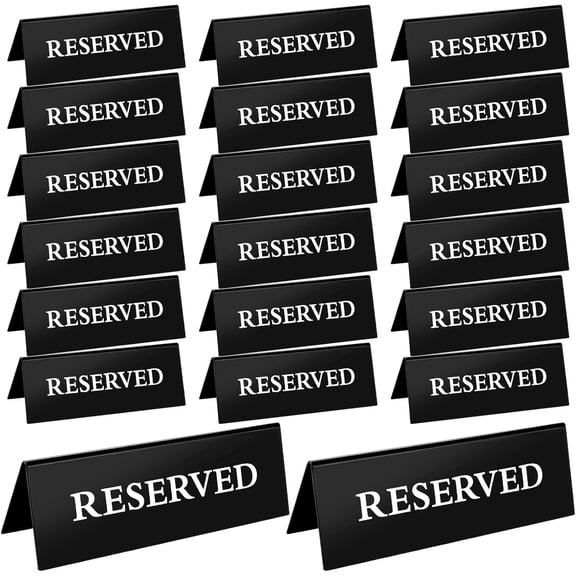 20 Pcs Reserved Table Signs, Black Acrylic Reserved Signs for Wedding, Double Sided Tent Reserved Seating Signs for Restaurants, Birthday Party, Events