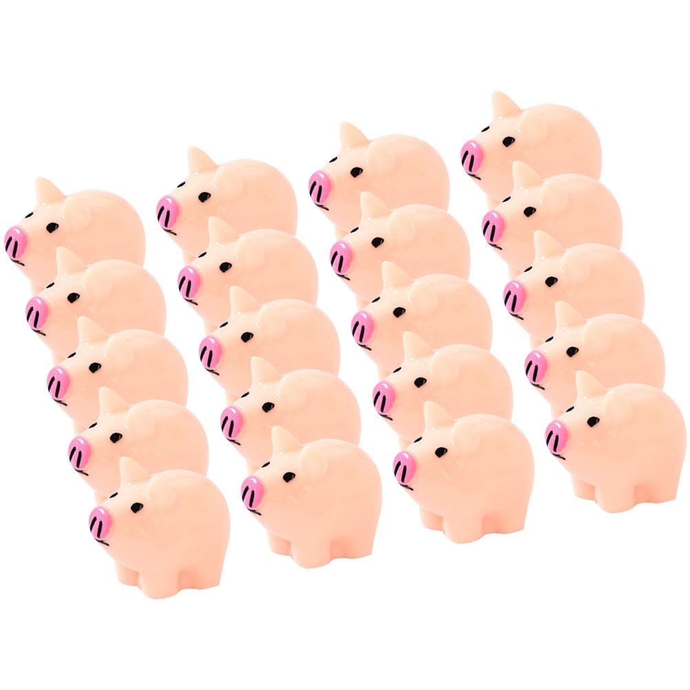 7 Pcs Pink Piggy Figurines - Resin Miniature Pigs For Cake Decor And Crafts