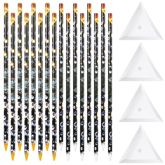 20 Pcs Rhinestone Picker Pen Set, 16 Yellow and White Self Adhesive Nail Dotting Wax Pen with 4 Triangular Bead Separator, Crystal Pick up Tools for Nail Art Diamond Painting