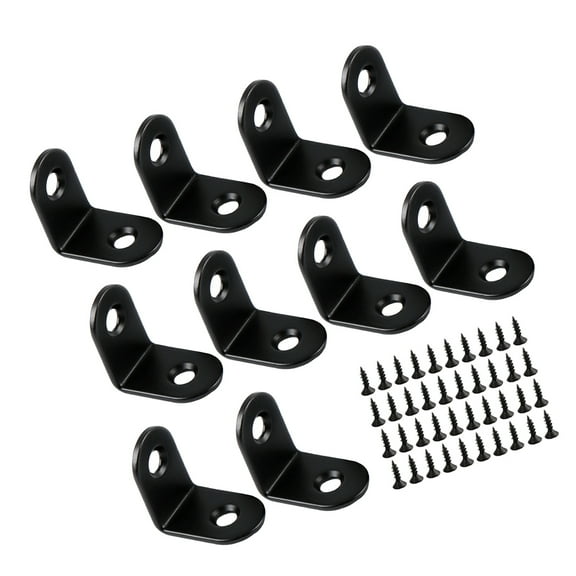20 Pcs Right Angle Bracket Black Shelf Cabinet Shelf Corner Shelf Bracket Metal Brackets for Wood