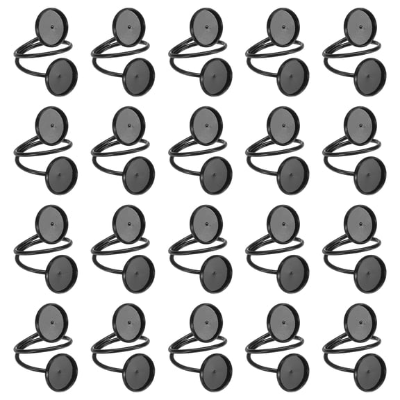 20 Pcs Ring Blank, Adjustable Finger Ring Blank Base Fit 12mm Round for Jewelry Making, Black