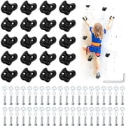 20 Pcs Rock Climbing Holds for Kids   Extra Large Black Grips with Mounting Hardware & Wrench, Easy Install on Wood Boards, Indoor/Outdoor Climbing Wall Set
