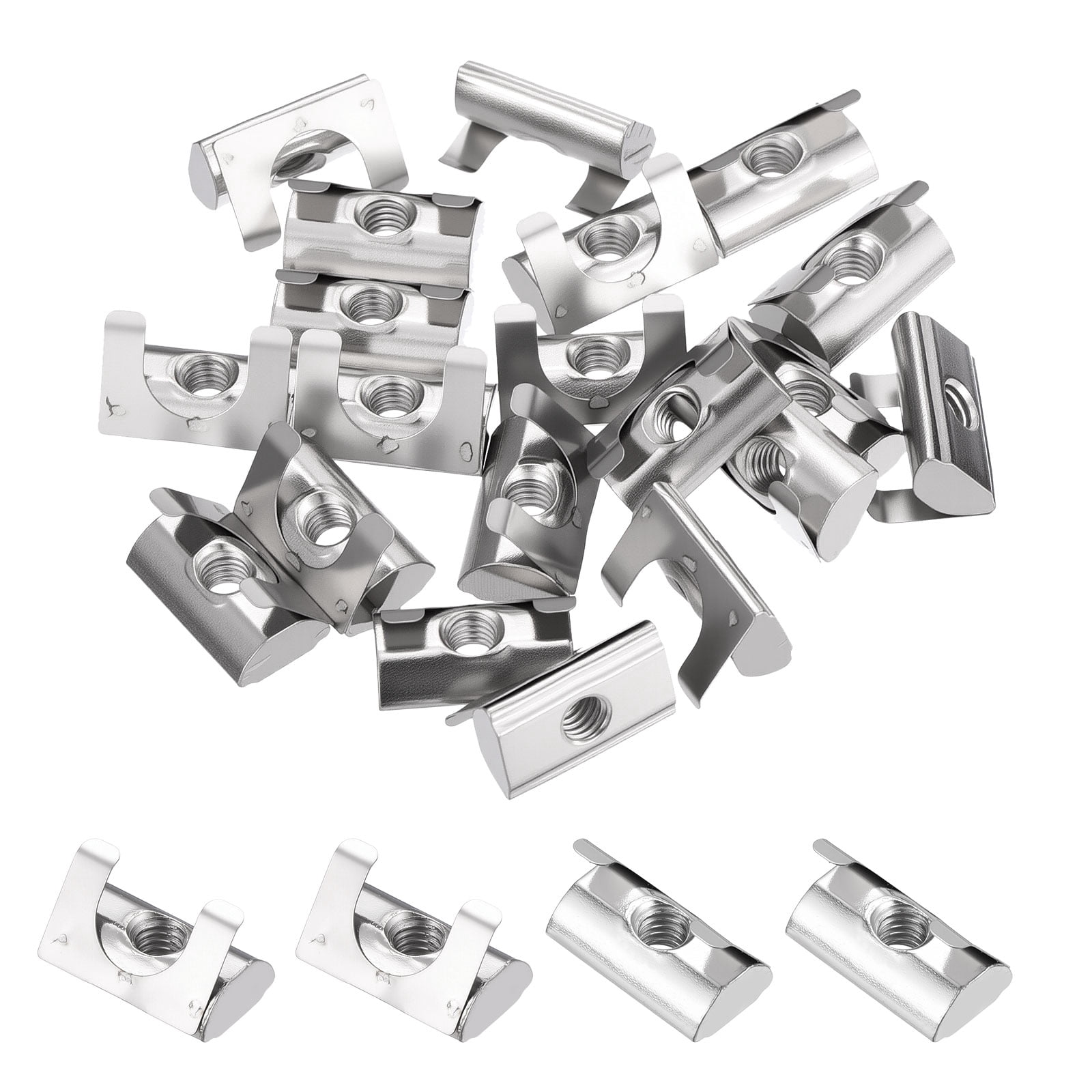 20 Pcs Roll in Spring T Nuts - [M4-0.7] 2020 Series T Nuts with Spring ...