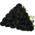 thumbnail image 1 of 20 Pcs Rose Artificial Flowers with Long Stem Realistic Silk Roses Bulk Real Touch Plastic Bouquet of Roses for Home Bridal Wedding Party Table Centerpieces Decorations (Black), 1 of 5