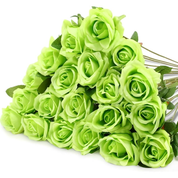 20 Pcs Rose Artificial Flowers with Long Stem Realistic Silk Roses Bulk Real Touch Plastic Bouquet of Roses for Home Bridal Wedding Party Table Centerpieces Decorations (Black)