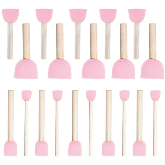 20 Pcs Round Painting Sponge WAFJAMF DIY Drawing Craft Brushes Wood Handle Paint Brush Set for Kids Pink