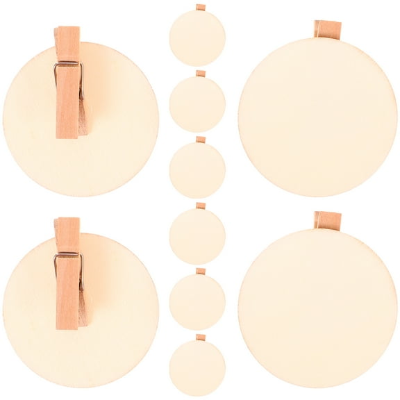 20 Pcs Round Wooden Chip Clips Reusable Photo Clamps for Basket, Message, Picture, Craft and Office Use