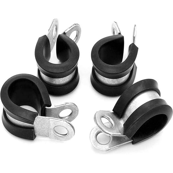 20 Pcs Rubber Lined P Clips Zinc Plated Metal P Clips Black Rubber Grommet Electrical Conductor Gasket Ring Assortment Kit for Protecting Wires, Plugs And Cables,16mm