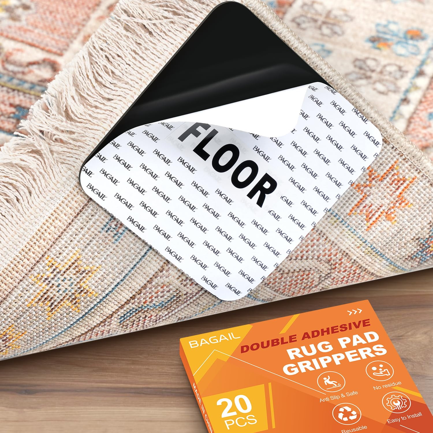 20 Pcs Rug Gripper Pad Non Slip Carpet Tape for Hardwood Floors, Strong ...