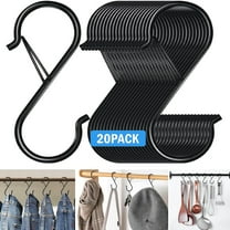 20 Pcs S Hooks for Hanging, Heavy Duty Metal S Hook with Safety Buckle, 3.5" S Shaped Hooks for Kitchen, Closet Rod, Plants Pots Towels Bags
