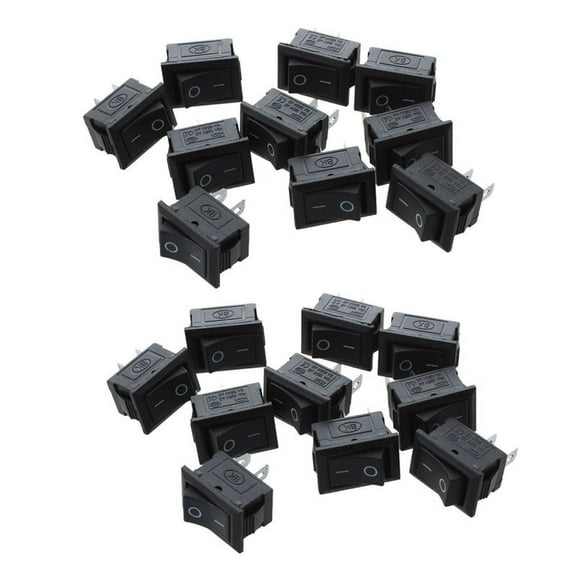 NEW 20 Pcs SPST Mini Black 2 Pin Rocker Switch AC 125V 10A 250V 6A