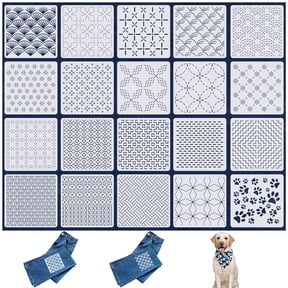 20 Pcs Sashiko Stencils 5.1 x 5.1 Inch Plastic Templates with 20 Unique Designs for Embroidery, Quilting, Sewing & Crafts