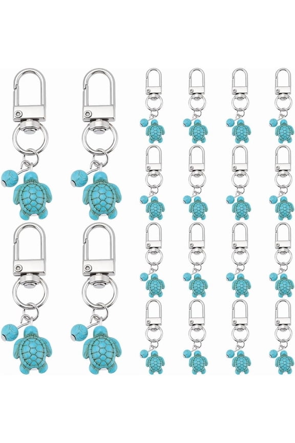 20 Pcs Sea Turtle Turquoise Pendant Decration Keychain Ocean-Themed Turtle Bag Charms for Purse Car Keychain Keyring Purse Decorations