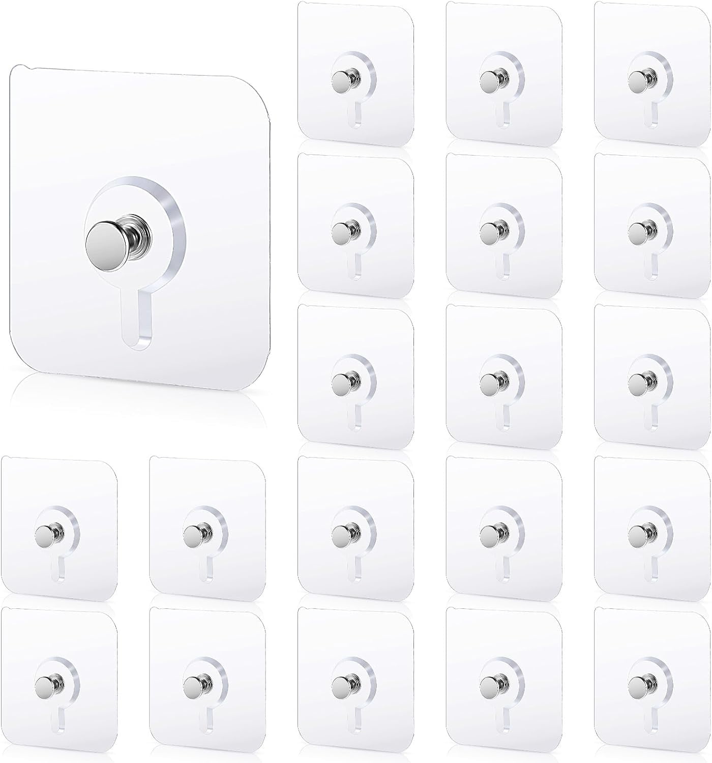 20 Pcs Self Adhesive Wall Hooks No Drill Hooks for Hanging, No-Trace Sticker Frame Hangers without Nails for Mount Wall Shelf, Heavy Duty Adhesive Wall Hooks for Kitchen, Bathroom