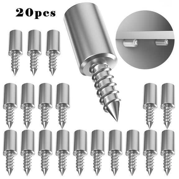 20 Pcs Self-Tapping Screws With Dust-Proof Covers, Cold Rolled Steel Shelf Support Pegs For Wooden Cabinets, Wardrobes, Glass Laminates And Bookcases, Cabinet Bracket Studs Hardware 25.5 X 7.5 Mm