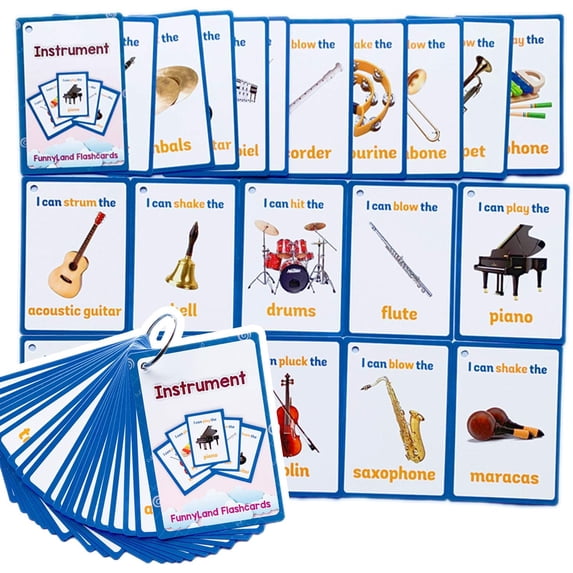 20 Pcs/Set Instrument Flash Cards | Learning Toys Flashcards for Children Pre-K, Toddlers and Kids