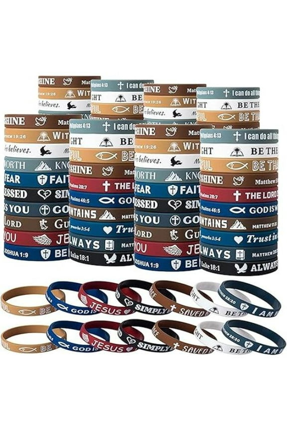 20 Pcs/Set Silicone Bible Verse Bracelets – Cute Christian Bracelet Colored Wristbands – Comfortable and Lightweight – Perfect Religious Gifts for Men, Women