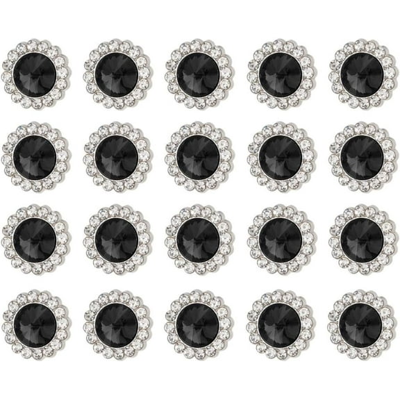 20 Pcs Shank Buttons 20 mm Alloy Rhinestone Buttons for Sewing Vintage Sewing Button for Shirt Coats Blazer Dress and DIY Crafting DecorationsBlack DIY