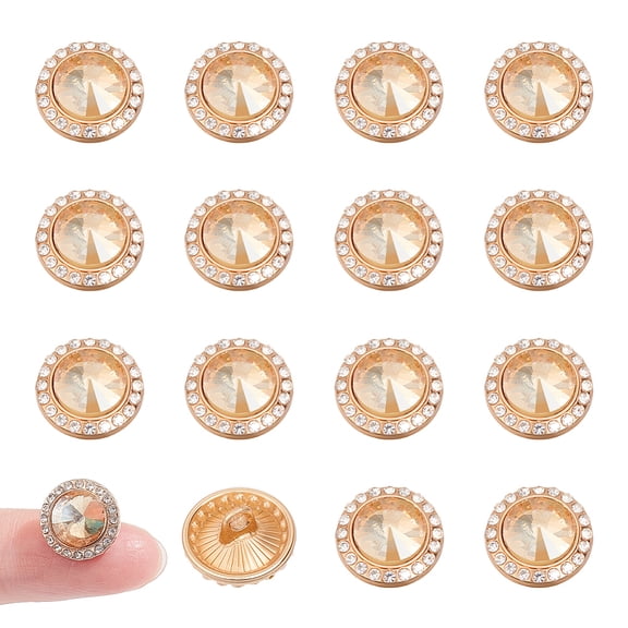 20 Pcs Shank Buttons Alloy Rhinestone Buttons for Sewing Shirts Dress Coat Sweater 0.47x0.34 inch Pale Goldenrod for making