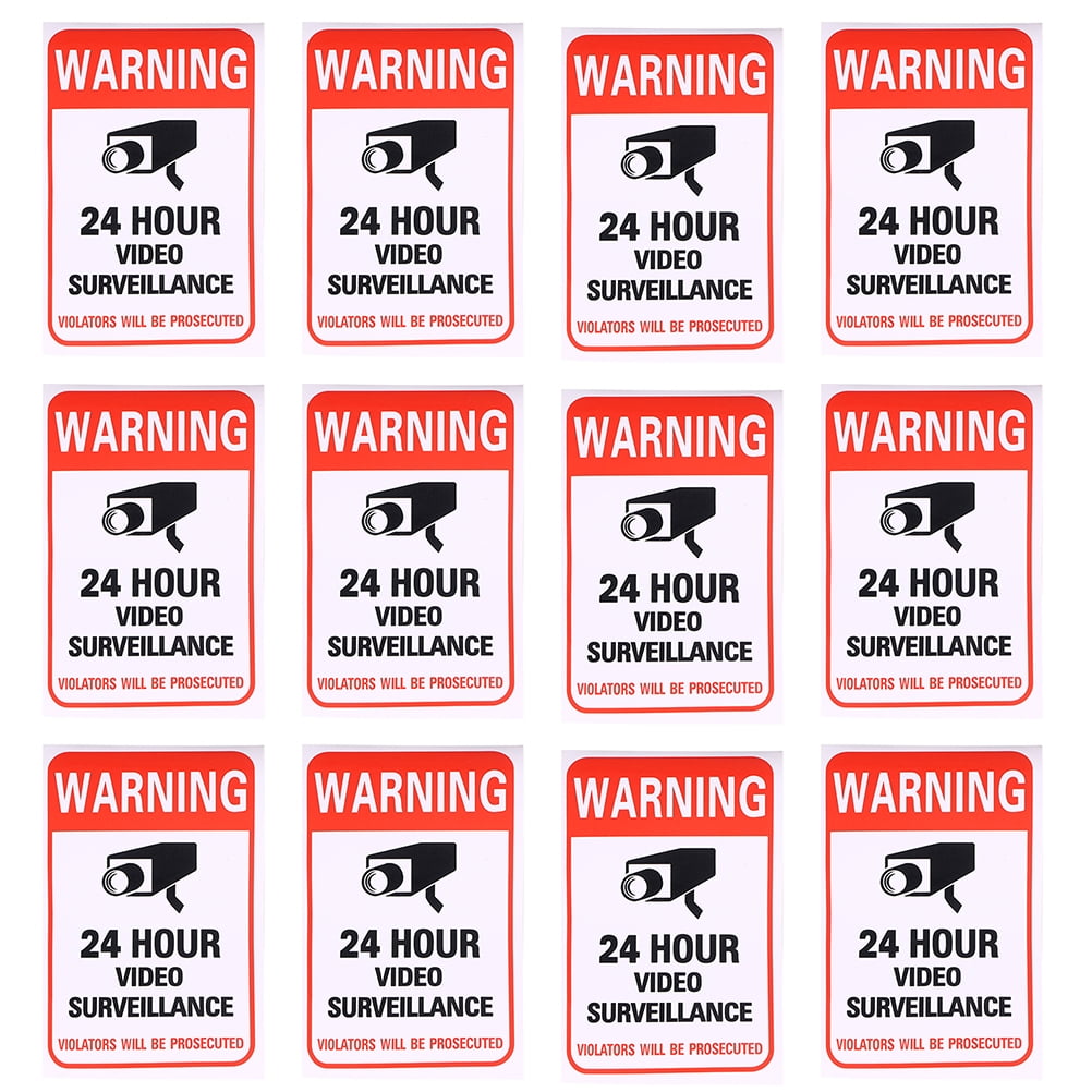 20 Pcs Sign Monitor Warning Stickers Adhesive Surveillance Sticker 15 ...