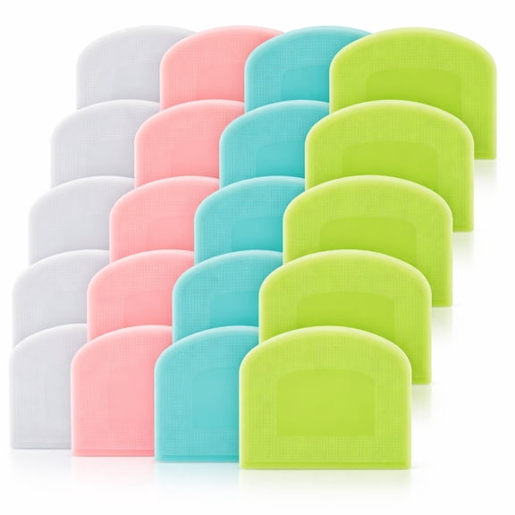 20 Pcs Silicone Dough Scraper Set, Flexible Bowl Scraper Baking Tools for Kitchen Users, Multi Color Pastry Cutter Spatulas for Bread, Cake and Pizza Making, Baking Essentials for Home Cooking