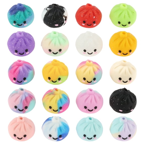 20 Pcs Silicone Focal Beads, 3D Dumpling Character Beads for DIY Beaded Pens, Keychains and Jewelry Making