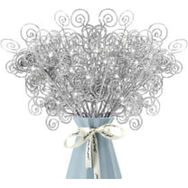 20 Pcs Silver Christmas Tree Decoration,Artificial Glitter Curly Stems Ornaments,Fake Christmas Candy Picks Decorative,Glitter Sticks Branches for Xmas Tree,Wreath,DIY,Crafts