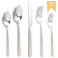 thumbnail image 1 of 20 Pcs Silverware Set, Stainless Steel Flatware Utensil Sets for 4,Mirror Polished Cutlery Set Includes Forks Spoons Knives With Emboss Rope Handle,Dishwasher Safe, 1 of 8