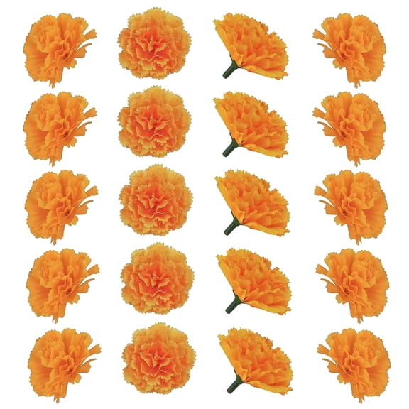 20 Pcs Simulated Marigold Flowers Faux Silk Marigolds with Stems Realistic Artificial Marigolds for Dia De Los Muertos Diwali Home Decor