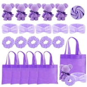 20 Pcs Sleepover Party Supplies Spa Party Favors Include 5 Teddy Bear Towels 5 Headbands 5 Hair Ties 5 Gift Bags For Slumber Spa Birthday Bachelorette