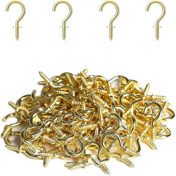 80 Pcs Small Screw Hooks, 1/2 Inch Mini Screw in Jewelry Hooks Tiny Metal Screw Wood Ceiling Wall Hooks for Jewelries Crafts Keys Caps Plants String Lights Wreaths