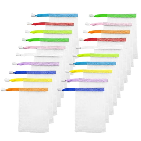 20 Pcs Soap Mesh bag,Mesh Soap Bags for Soap Bars,Soap Exfoliating Saver Bag for Foaming and Drying,Hangable(Random colors)