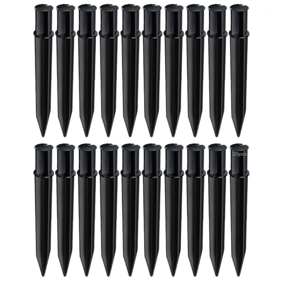 20 Pcs Solar Torch Light Stakes, 8.1 in / 20.7 cm Garden Ground Plastic Spikes, RoHS Certification, Round Pole Stakes, Corrosion-Resistant Plug Connector for Outdoor Flame Lights